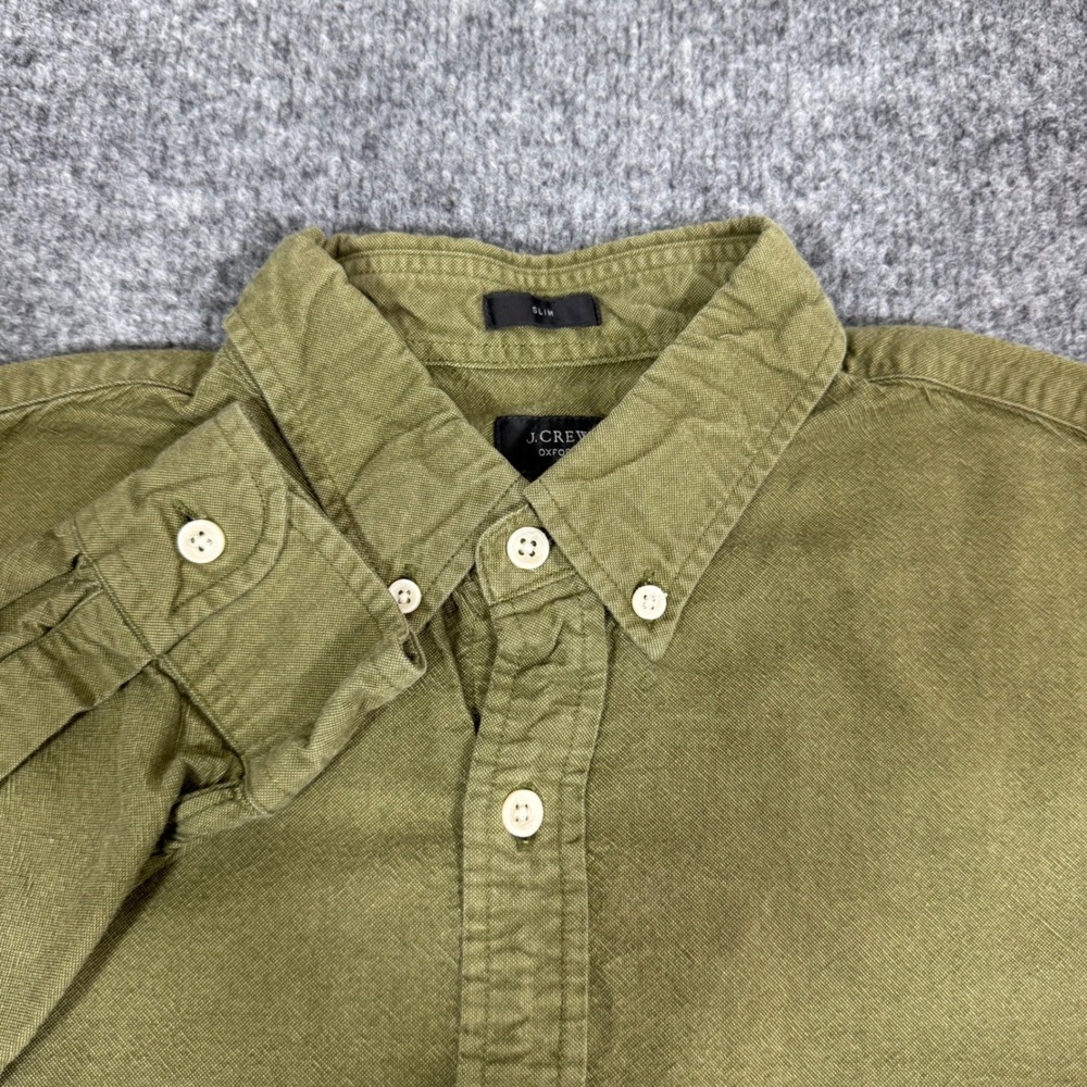 J.Crew Oxford Slim Fit Button Down Shirt Mens Medium Green 100% Cotton GUC